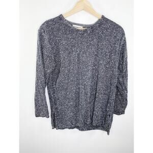 Nomad Black White Speckled 100% Cotton Side Slit Sweater Women's Size Medium‎ M